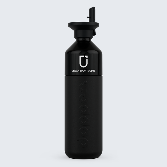 Urban Sports Club x Dopper - Limited Edition Trinkflasche (Steel Gold / Blazing Black)