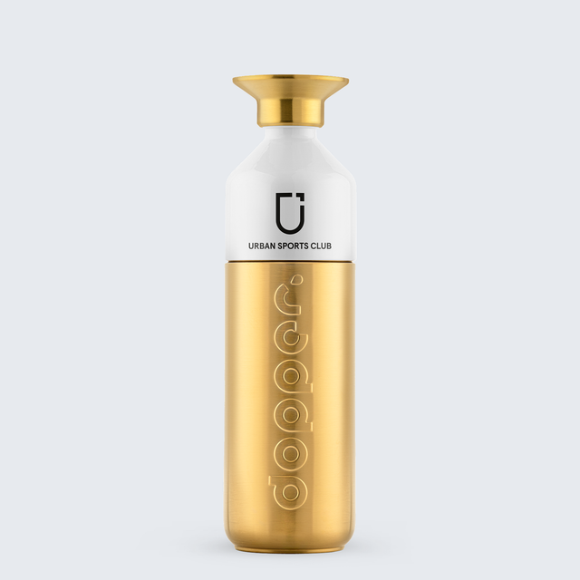 Urban Sports Club x Dopper - Limited Edition Trinkflasche (Steel Gold / Blazing Black)